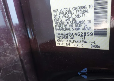 2014 Nissan Maxima 3.5 Sv из США, поврежденный, VIN 1N4AA5AP8EC462859